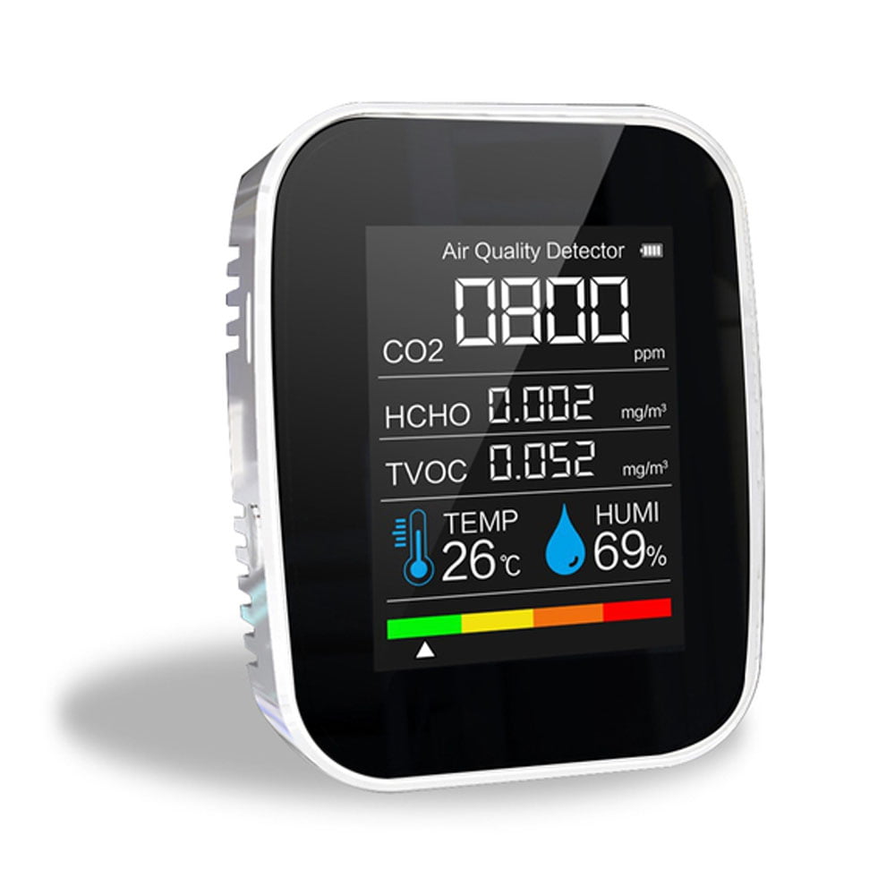 Portable 5-in 1 Digital Carbon Dioxide TVOC HCHO Detector CO2 Meters fit Indoor 