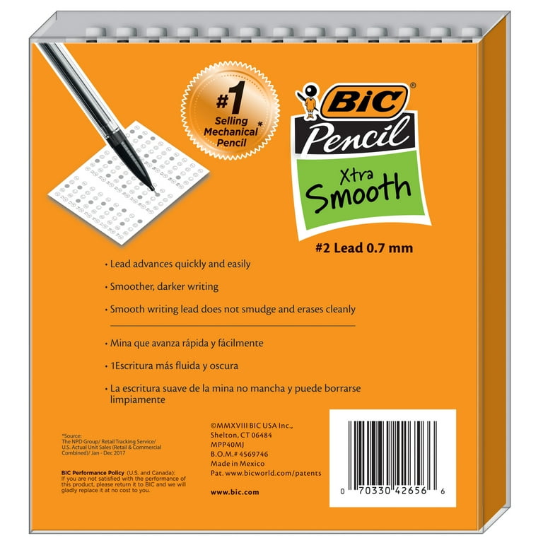  BIC Xtra-Smooth Mechanical Pencil (MPP40MJ), Medium Point  (0.7mm), Perfect for the Classroom and Test Time, 40-Count : Office Products