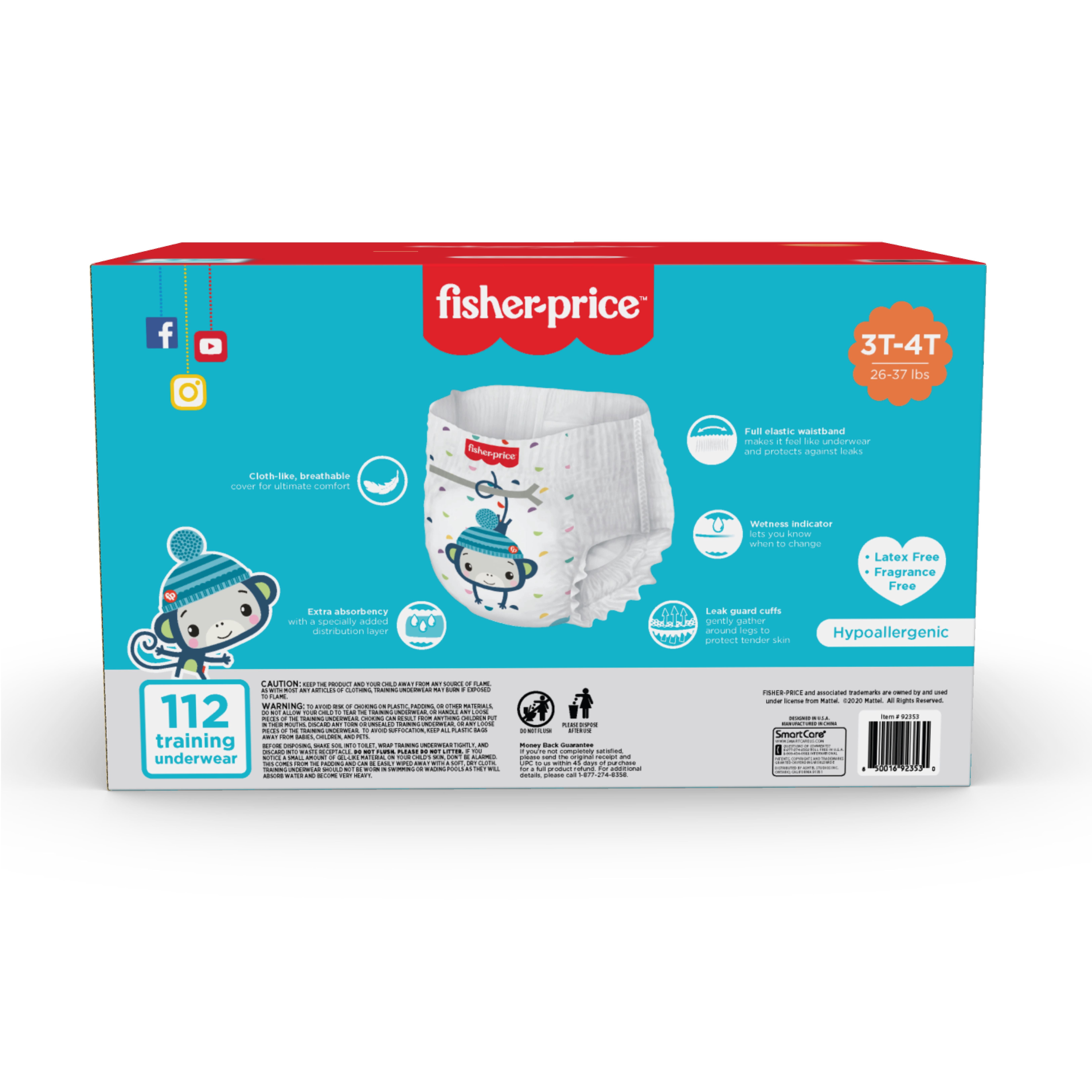 Fisher-Price Boys Pull-up Potty Training Pants for Toddlers, 3T-4T, 112 Count