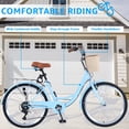 thumbnail image 5 of XYJBHB 26" 7-Speed Women's Cruiser Bike, Adult Beach Bicycle with Comfort Seat, Light Blue City Commuter Bike, 5 of 7