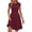 Wine, variant on Square Neck Dress for Women Women's Ribbed Knit Mini Dress Short Sleeve Round Neck Flared A-Line Fitted Short Dress for Casual Daily Wear Blue XXL
