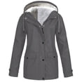 thumbnail image 1 of Women's Plus Size Solid Hooded Raincoat Outdoor Windproof Thickened Jacket Coat for Cold Weather, 1 of 6