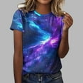 thumbnail image 1 of UPPADA T-Shirts d'Été pour Femmes à Imprimé Graphique, Col Ras du Cou, Décontractés, Manches Courtes, Coupe Ample, Chandails à Enfiler, Mode, Vacances, Plage, Blouses Multicolores, TG, 1 of 4