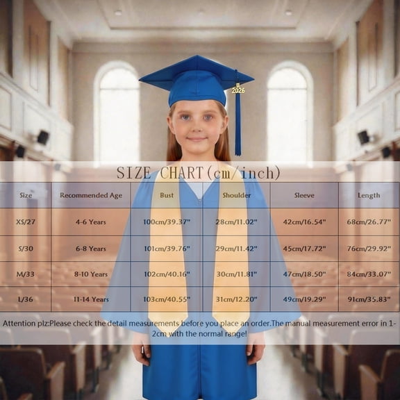 Boys Girls Kindergarten Graduation Cap and Gown Set Blue Cape Kids Class of 2026 Graduation Photography Outfit 2T
