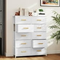 thumbnail image 4 of ModFusion 10-Drawer Fabric Dresser with Wooden Top, Storage Tower for Bedroom, Closet, White, 4 of 10