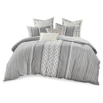 Pemberly Row 3-Piece Cotton Comforter Mini Set with Chenille in Gray