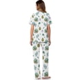 thumbnail image 3 of Yuyamidu Green Palm Leaves Women's Pajama Set Summer 2-Piece Short Sleeve Notch Collar Sleepwear Button Up Nightwear, 3 of 7