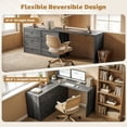 thumbnail image 4 of HOMCOM L Shaped Computer Desk with 6 Drawers Black Wood Grain, 4 of 10