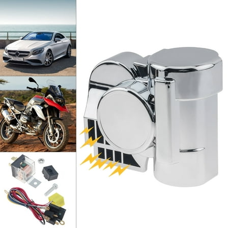 12V 150db Super Loud Car Horn Snail for Motorbike Truck Boat Pickup with Relay Harness, Serviceable 12V Motorcycle Air Horn