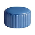 thumbnail image 2 of Reposapiés redondo, taburete bajo, asiento acolchado estable, taburete otomano redondo, taburete suave azul, 2 of 9