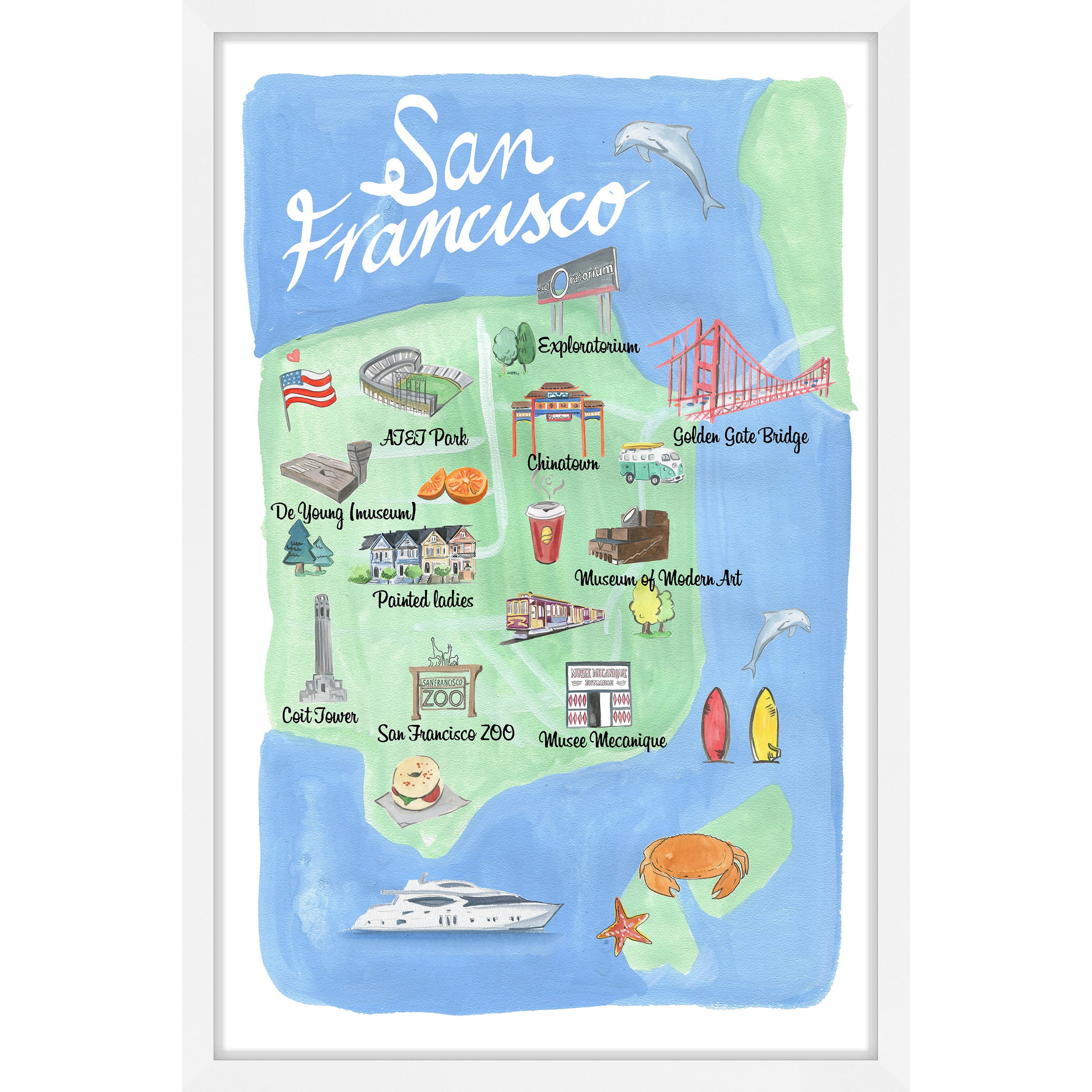 "San Francisco Site Map" Framed Painting Print