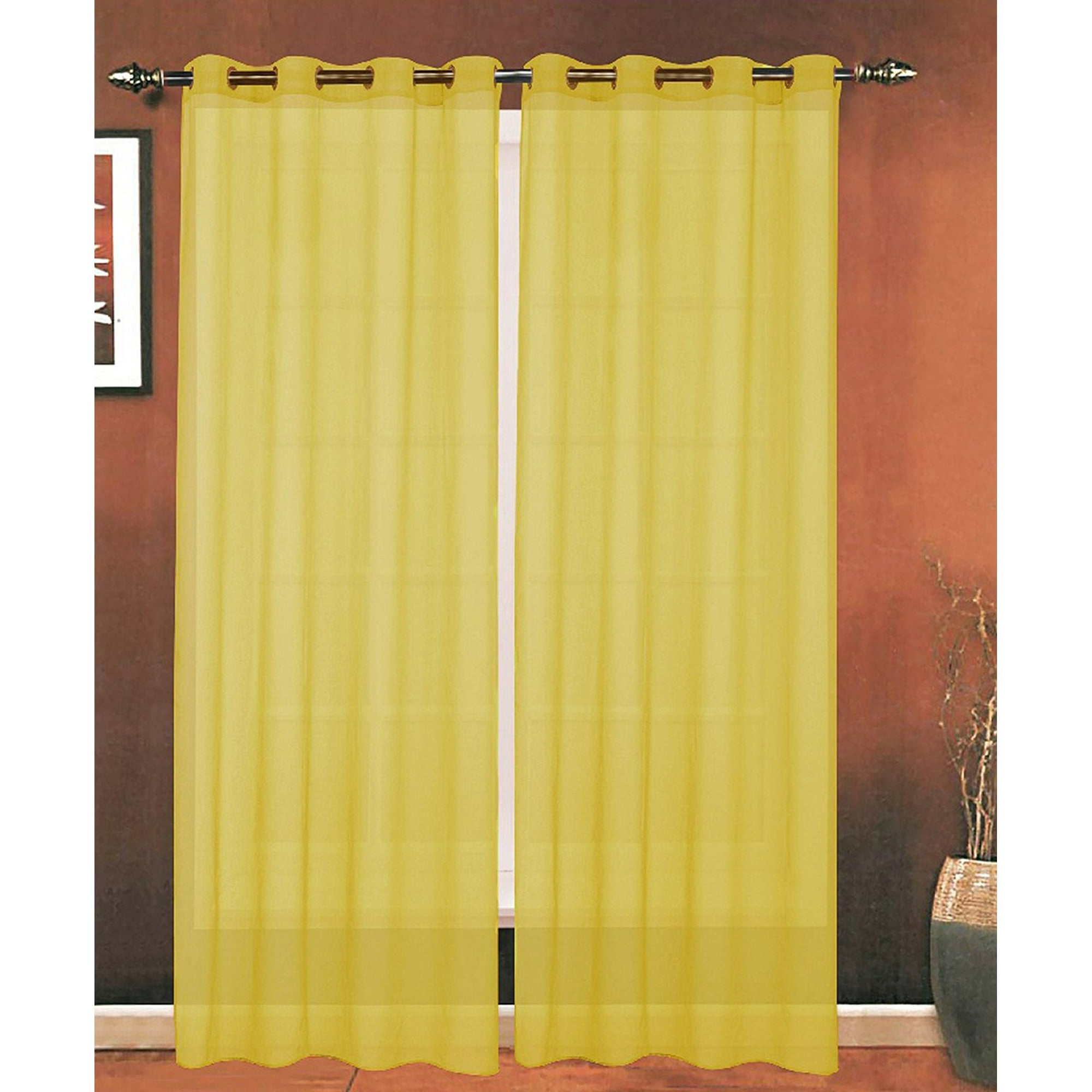 Celine Linen Luxury 2 Piece Grommet Sheer Panel Curtain Window