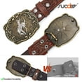 thumbnail image 6 of SUOSDEY Cowboy Western Belts for Men Women Floral Engraved Belt for Jeans Christmas Coffee Cowgirl Belt(Silver Rider), 6 of 8
