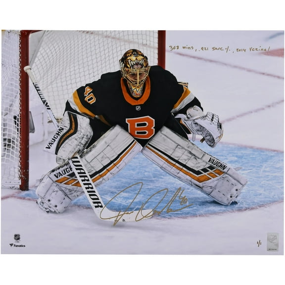 Tuukka Rask Boston Bruins Autographed 16" x 20" Black Alternate Jersey in Net Photograph with Multiple Inscriptions - Signed in Gold - Limited Edition 1 of 1 - Fanatics Authentic Certified
