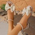 thumbnail image 5 of Wensltd Women's Summer Low Block Heel Sandals Casual Round Toe Open Toe Comfort Dressy Party Evening Wedding Sandals Pink Beige, 5 of 9