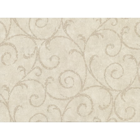 Warner Textures Sansa Beige Plaster Scroll Wallpaper, 27-in by 27-ft, 60.8 sq. ft