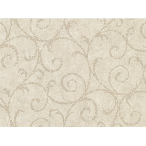 Warner Textures Sansa Beige Plaster Scroll Wallpaper, 27-in by 27-ft, 60.8 sq. ft