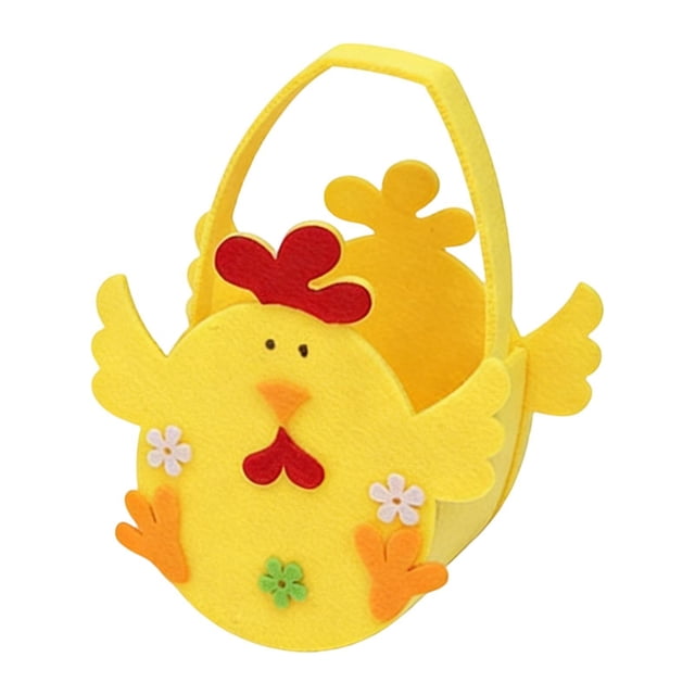 Elodie Panier de Pâques Vide Enfants avec Poignée Garçons Filles Bébé Panier de Rangement Jaune