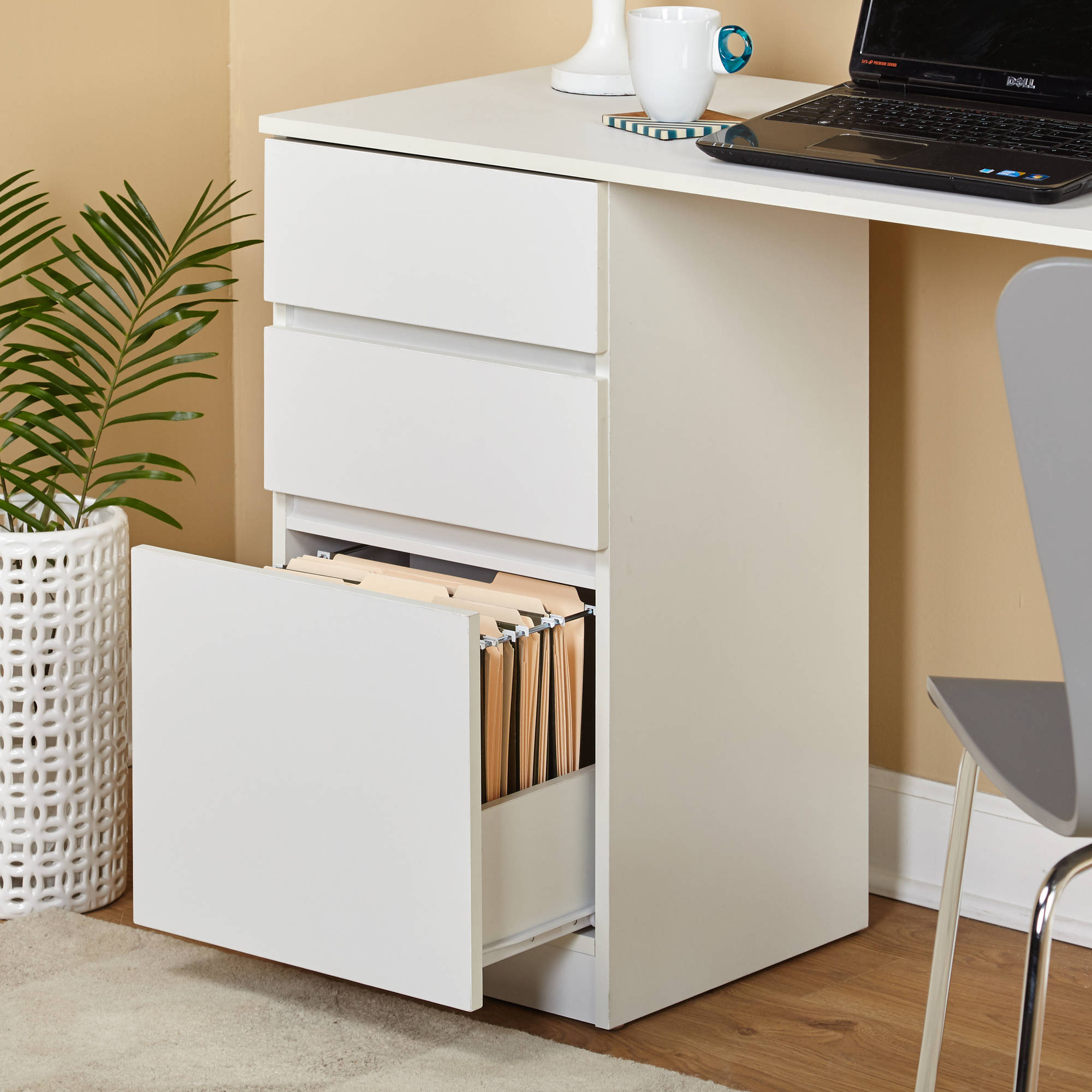 Como Writing Desk with 3 Storage Drawers, White - image 2 of 4