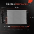 thumbnail image 2 of A-Premium Engine Coolant Radiator Assembly with Transmission Oil Cooler Compatible with Ford F-250/F-350/F-450/F-550 Super Duty, 2008 2009 2010, Automatic Transmission, Replace# 8C3Z8009B, 2 of 8