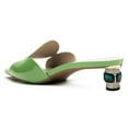 thumbnail image 4 of FSJ Women Sexy Crystal Low Chunky Block Heel Backless Sandals Comfortable Mules Square Open Toe Heeled Slip On Slippers Shoes Size 7 Green, 4 of 4