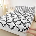 thumbnail image 3 of Manfei White Black Twin Sheet Sets,Modern Geometric Art Twin Fitted Sheet,Boho bohemian Flower Flat Sheet For Adults,Microfiber Bedroom Decor,3-Piece, 3 of 7