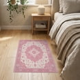 thumbnail image 3 of ODIKA 2'x3' Washable Accent Rug Mauve Vintage Dusty Boho Scroll Border Motifs Distressed Trellis for Bedroom, Nursery, RV, Pet Friendly, Bedside Mat, 3 of 7