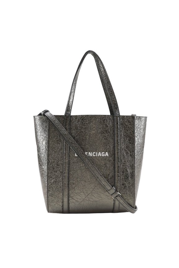Pre-Owned Balenciaga Everyday Tote XXS 2-Way Handbag (551815) in Metallic Leather, A5 Size,...