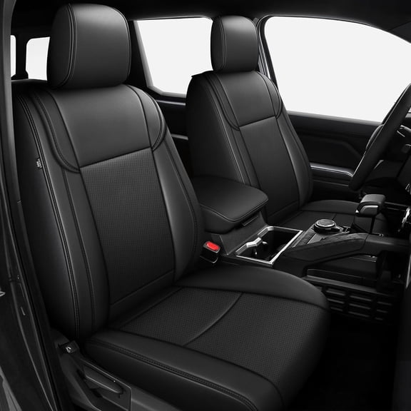 DIKSOAKR Tacoma Car Seat Covers for Select Toyota Tacoma 2024 2025 2026 Double Cab, SR, SR5, TRD Sport, TRD Off-Road & Limited Custom Fit Full Set Faux Leather Seat Covers, Black (5 Seats)