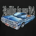 thumbnail image 3 of Rollin Hard Men's Rollin in My '64 Lowrider black Big & Tall heavyweight cotton classic boxy fit front and back print graphic tee shirt, 3 of 5