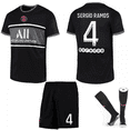 thumbnail image 1 of 21-22 Paris 2 Away Black Jersey Set Kids Adults Soccer Jersey Training Shirt No.4 SERGIO M, 1 of 5