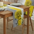 thumbnail image 2 of Table Runner Dresser Scarves 70 Inch Long, Yellow Dahlia Flower Geometric Art Linen Dining Table Runners Gray White Color Block Painting Tabletop Scarf for Wedding Holiday Party Kitchen, 2 of 7