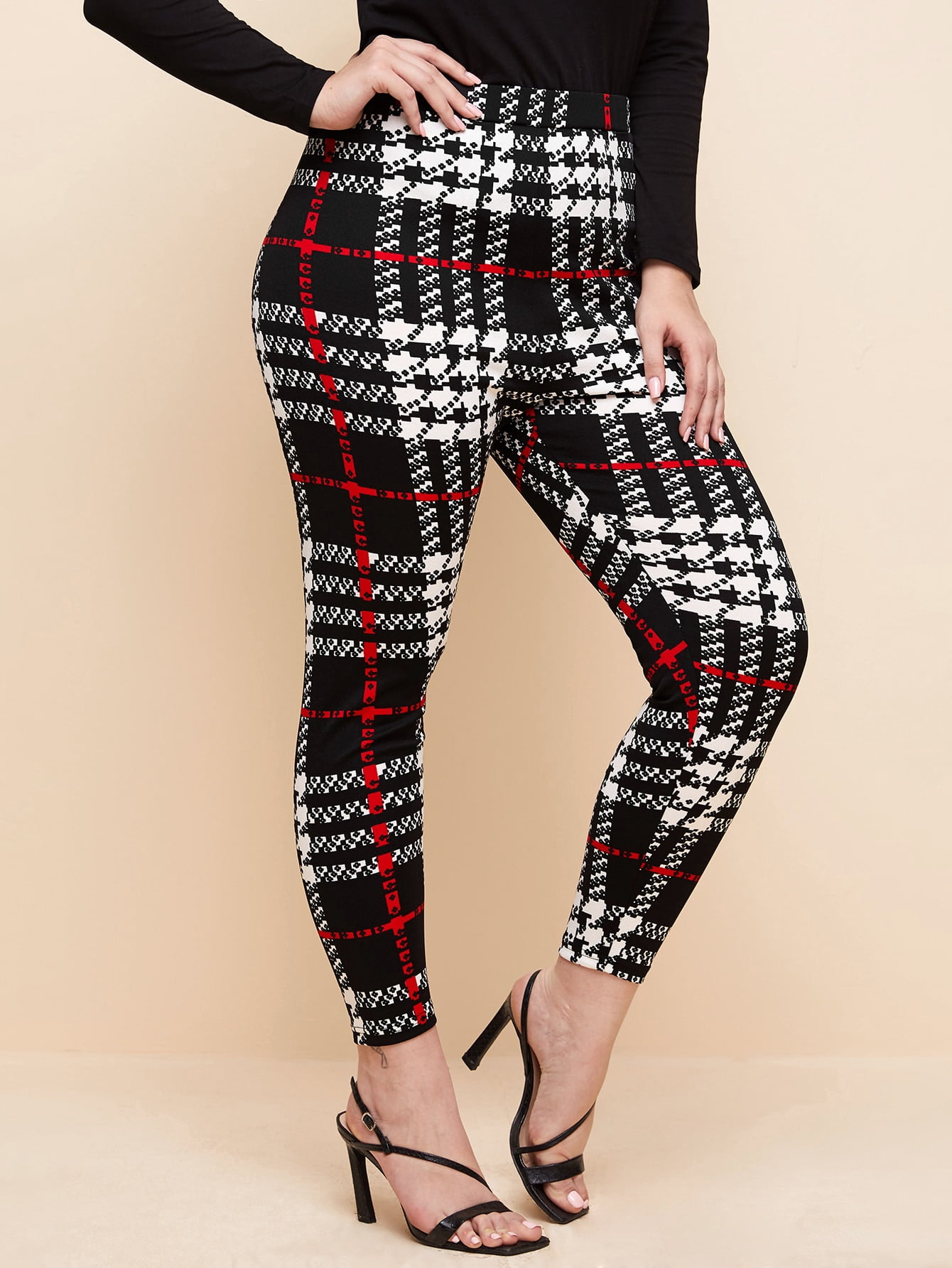 Plus Size Plaid Leggings A220301N 