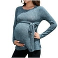 thumbnail image 2 of Women's Maternity Shirts Long Sleeve Sweatshirt Pregnancy Casual Tunic Top Pregnancy Clothes Sky Blue XL, 2 of 7