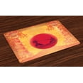 thumbnail image 1 of Ambesonne Japanese Place Mats Set of 4, Ninjas Vintage Sunset, Standard Size, Mustard and Purple, 1 of 5