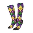 thumbnail image 2 of Haiem Mardi Gras4 Socks, Funny Novelty Crazy Design Cotton Socks Sports Socks Knee High Socks For Men, Women,1Pairs - Gift For Working Friends, 2 of 9