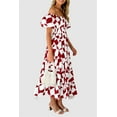 thumbnail image 4 of PRETTYGARDEN Women's Summer Boho Midi Dress Off Shoulder Puff Sleeve Print Smocked Ruffle Beach Long Flowy Dresses, 4 of 6