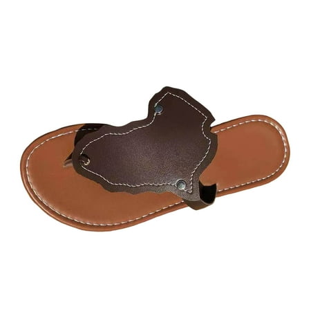 OJSFQUFP Women Shoes Casual Women Summer Solid Color Slip On Casual Open Toe Flat Soft Bottom Breathable Slippers Shoes Sandals Slippers for Women Indoor and Outdoor Coffee 38
