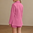 thumbnail image 6 of Wxolcjlv Girls Formal Outfits Solid Color Button Lapel Blazer Baggy Shorts Sets, Sizes 3-14, 6 of 7