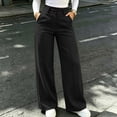 thumbnail image 4 of Afuyipoi Women’s Teacher Pants High-Waisted Wide Leg Trousers Black M, 4 of 9