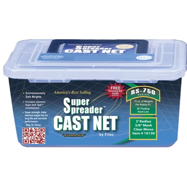 FITEC RS750 Super Spreader Cast Net 6ft.x3/8in. Mesh - Clear - 3/4 lb wt 