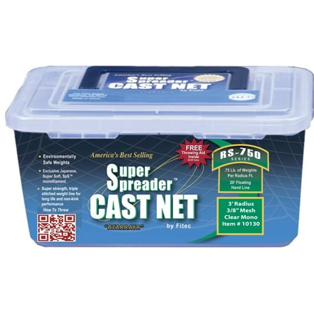 RS750 Super Spreader Cast Net 6'x3/8" Mesh Clear 3/4 lb