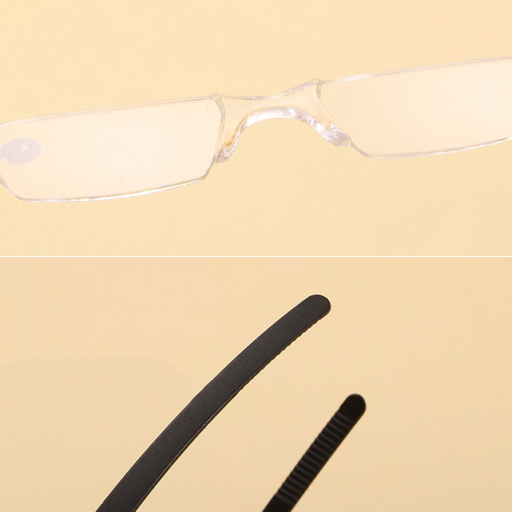 3 Pairs of Portable Small Rectangle Gray Clear Reading Glasses 3.00 With Pen Holder for Women and Men, Plastic Light Weight Readers +3.00