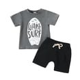 thumbnail image 1 of Cathalem Boy Shorts Sets Short Sleeve Boho Shirt Blouse with Shorts Set,Gray 90, 1 of 5