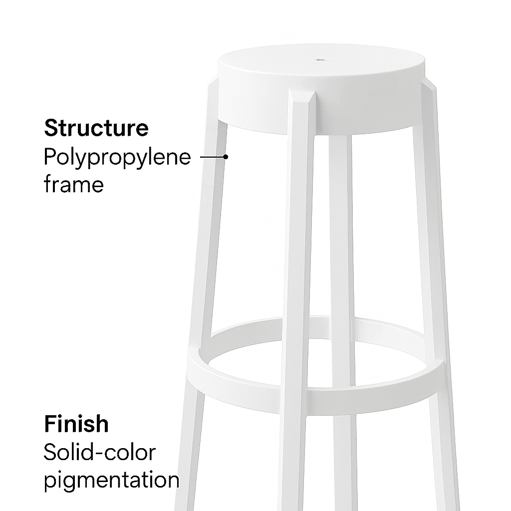 UZ Shine Set of 2 Matte White Counter Bar Stools, 29.3" High, Thermoplastic, Matte Finish