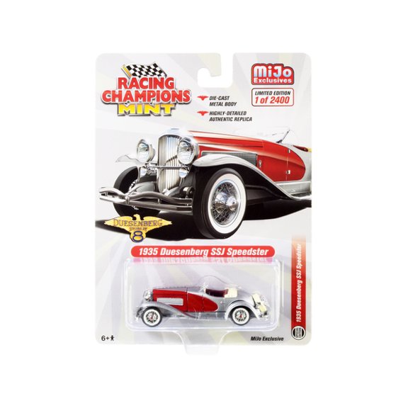 1935 Duesenberg Ssj Speedster Silver Metallic And Red Limited Edition To 2400 Pieces Worldwide 1/64 Diecast Model Car By Racing Champions Rccp1007