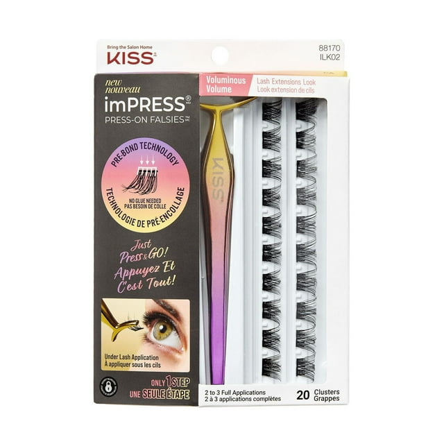 KISS - ImPRESS Press-On Falsies Eyelashes, Voluminous, 20 Clusters