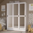 thumbnail image 3 of Palace Imports  100% Solid Wood Wall Closet System of Wardrobe Armoires with Mirrored, Louvered or Raised Panel Sliding Doors 104"-White-Mirrored 104", 3 of 5