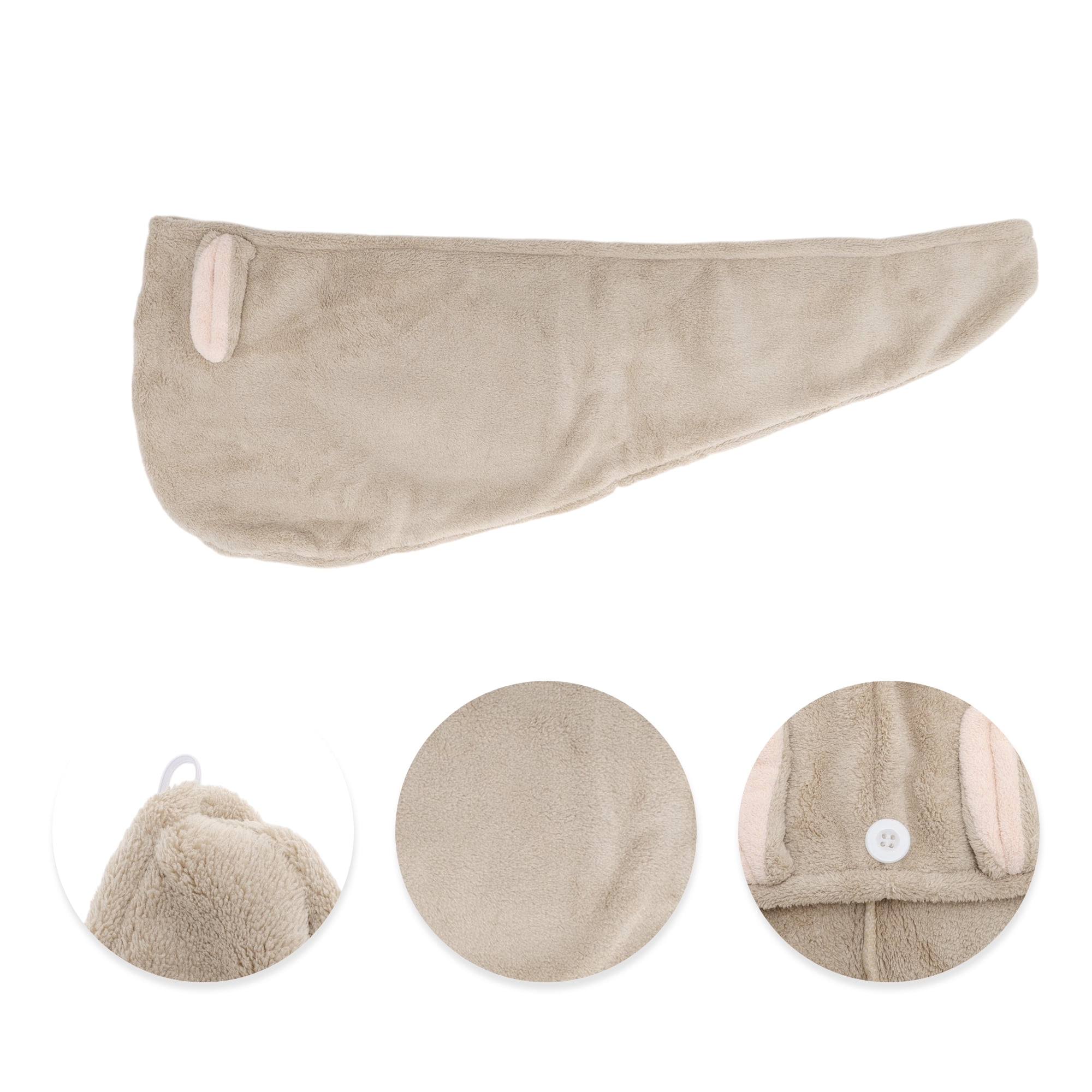 Unique Bargains 1pc Absorbent Cartoon Rabbit Ears-shaped Hair Towel 24.41"x 9.06" Khaki