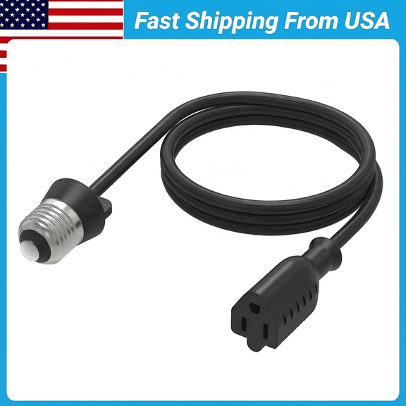 PGENDAR 3 Outlet Light Socket Adapter, Convert E26/E27 Bulb Socket to 3 Prong Outlet with Extension Cord, Flexible Light Socket Converter Suitable for Indoor Outdoor Porch Garage Patio Use (Black)